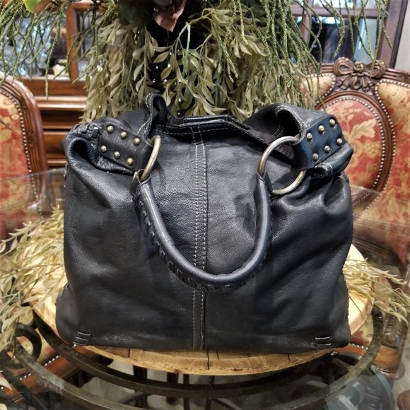 Lucky Brand Handbags - Vintage Lucky Brand Black Pebbled Leather Hobo Bag